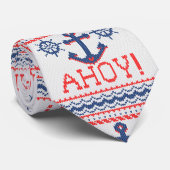 AHOY Nautical Knit met kerstjumperstijl Stropdas (Opgerold)