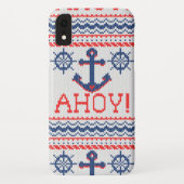 AHOY Nautical Knitting kerstjumperstijl Case-Mate iPhone Case (Achterkant)