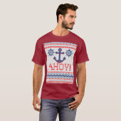 AHOY Nautical Knitting kerstjumperstijl T-shirt (Voorkant volledig)
