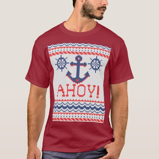 AHOY Nautical Knitting kerstjumperstijl T-shirt (Voorkant)
