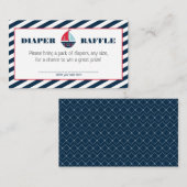 Ahoy Nautical Navy Blue Stripe Boy Diaper Raffle Informatiekaartje (Voorkant / Achterkant)