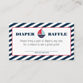 Ahoy Nautical Navy Blue Stripe Boy Diaper Raffle Informatiekaartje