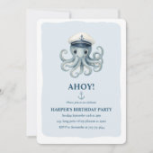 Ahoy Nautical Octopus Verjaardag | oceaanmatroos Kaart (Voorkant)