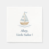Ahoy Nautical Party | pastelblauwe zeilboot Servet (Voorkant)