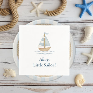 Ahoy Nautical Party   pastelblauwe zeilboot Servet