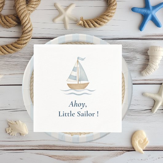 Ahoy Nautical Party | pastelblauwe zeilboot Servet