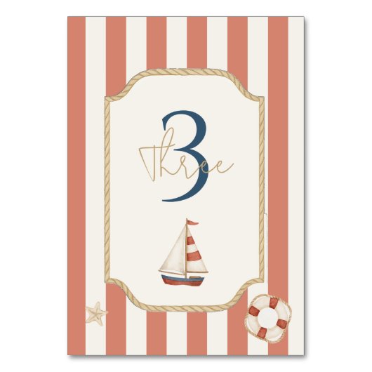 Ahoy Nautical Sailboat | Touw en streep Kaart (Achterkant)