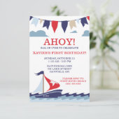 AHOY! Nautical Sailing Birthday Party Kaart (Staand voorkant)