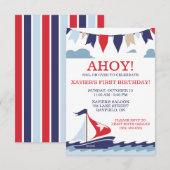 AHOY! Nautical Sailing Birthday Party Kaart (Voorkant / Achterkant)