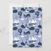 Ahoy. Nautical Whale Baby Boy Shower Uitnodiging (Achterkant)