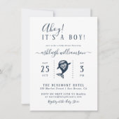 Ahoy. Nautical Whale Baby Boy Shower Uitnodiging (Voorkant)