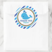 AHOY! Nautical Whale Birthday Dank je wel Ronde Sticker (Tas)