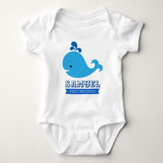 AHOY! Nautical Whale Ocean Birthday Romper (Voorkant)