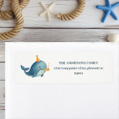 Ahoy Nautical Whale Return-adreslabel | pastel Etiket
