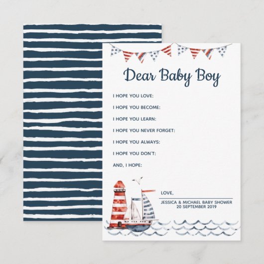 Ahoy Nautical Wishes for Baby Advice Kaart (Voorkant / Achterkant)