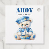 Ahoy Nautisch Blauw Zeiler Beer Jongen Baby shower Bedankjes Labels (Achterkant)