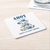 Ahoy Nautisch Blauw Zeiler Beer Jongen Baby shower Kartonnen Onderzetters (Schuin)