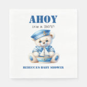 Ahoy Nautisch Blauw Zeiler Beer Jongen Baby shower Servet (Voorkant)
