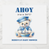 Ahoy Nautisch Blauw Zeiler Beer Jongen Baby shower Sparkling Wijnetiket (Enkel label)