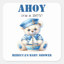 Ahoy Nautisch Blauw Zeiler Beer Jongen Baby shower