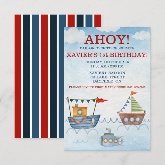 AHOY! Nautische boten en zeeonderzeeër Kaart (Voorkant / Achterkant)