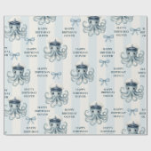 Ahoy nautische octopus gepersonaliseerde verjaarda cadeaupapier (Vlak)