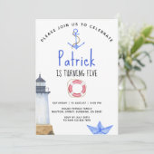 Ahoy! nautische verjaardag kaart (Staand voorkant)