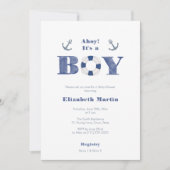 Ahoy! Navy blauw en wit nautische jongen Baby show Kaart (Voorkant)