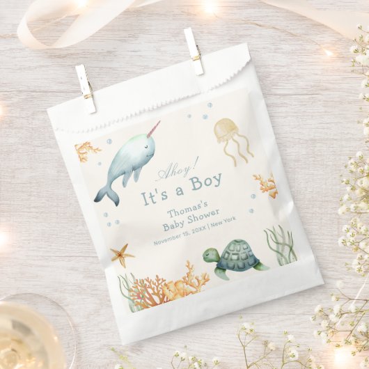 Ahoy onder het Zee Whale Boy Baby shower Bedankzakje (Geknipt)