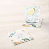 Ahoy onder het Zee Whale Boy Baby shower Kartonnen Onderzetters (Insitu)