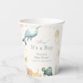 Ahoy onder het Zee Whale Boy Baby shower Papieren Bekers (Achterkant)
