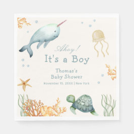 Ahoy onder het Zee Whale Boy Baby shower Servet
