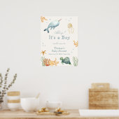 Ahoy onder het Zee Whale Boy Baby shower Welkom Poster (Keuken)