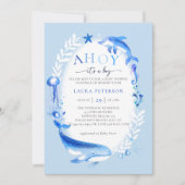 Ahoy onder Zee Animals Nautical Boy Baby shower Kaart (Voorkant)