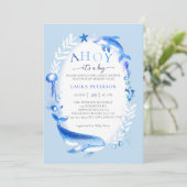 Ahoy onder Zee Animals Nautical Boy Baby shower Kaart (Staand voorkant)