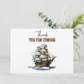 Ahoy! Piraatenschip 8e verjaardag Bedankkaart (Staand voorkant)