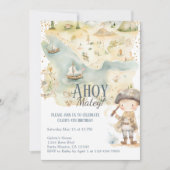 Ahoy Pirate Avontuur Vierde Verjaardag Kaart (Voorkant)