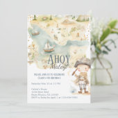 Ahoy Pirate Avontuur Vierde Verjaardag Kaart (Staand voorkant)