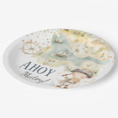 Ahoy Pirate Avontuur Vierde Verjaardag Papieren Bordje (Gekanteld)