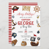 Ahoy pirate Boy birthday party Kaart (Voorkant / Achterkant)