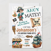 Ahoy Pirate Boy Verjaardagsfeestuitnodiging Kaart (Voorkant)