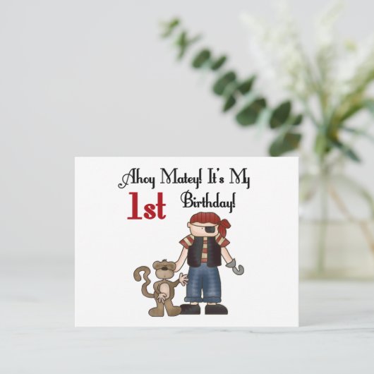 Ahoy Pirate Eerste Verjaardag Tshirts en geschenke Briefkaart (Staand voorkant)