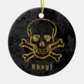 Ahoy!  Pirate Gold Skull Botten Keramisch Ornament (Voorkant)