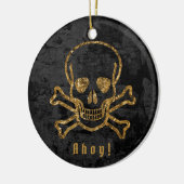 Ahoy!  Pirate Gold Skull Botten Keramisch Ornament (Links)
