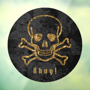 Ahoy! Pirate Gold Skull Botten Raamsticker