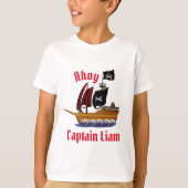 Ahoy Pirate Ship Kapitein Personalize Name T-shirt (Voorkant)