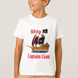 Ahoy Pirate Ship Kapitein Personalize Name T-shirt