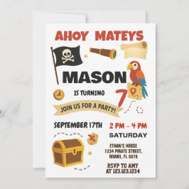 Ahoy! Pirate verjaardagsuitnodiging voor kinderen Kaart