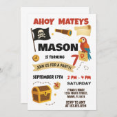 Ahoy! Pirate verjaardagsuitnodiging voor kinderen Kaart (Voorkant / Achterkant)