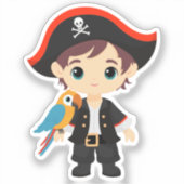 Ahoy! Piratenjongen Verjaardagssticker Sticker (Voorkant)